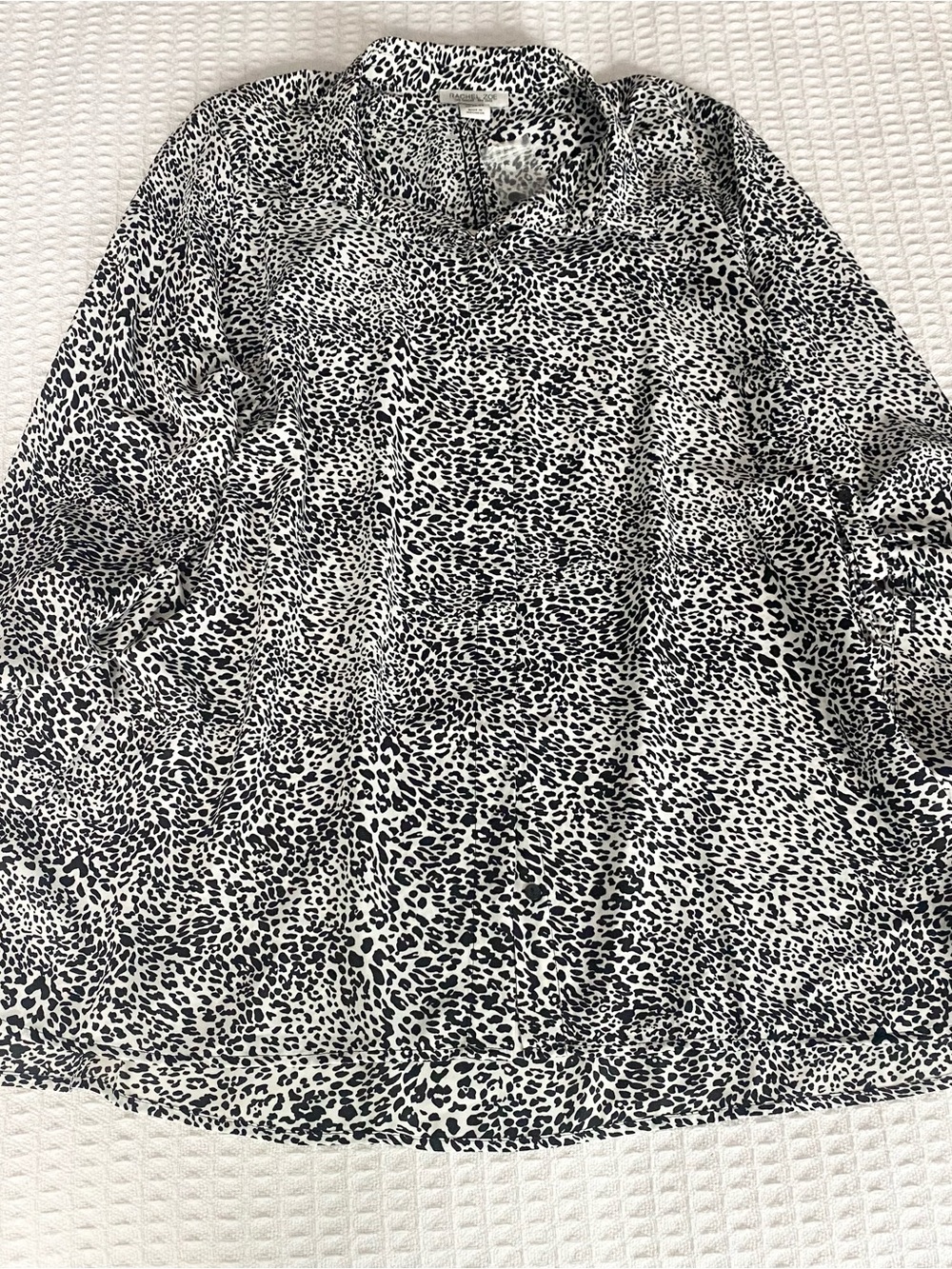 Rachel Zoe Black and White Leopard Print Button Down Top 2X NWT